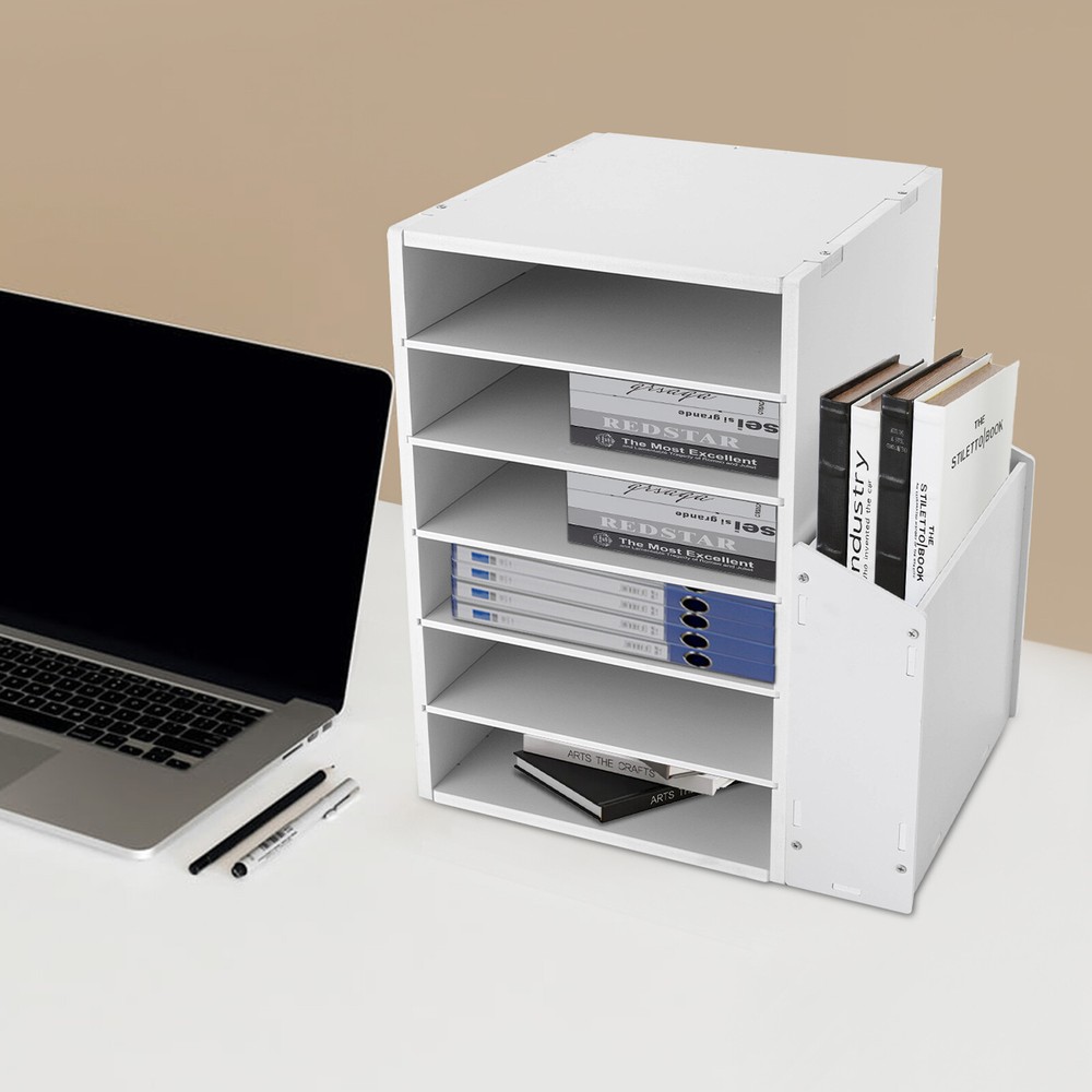 White Desktop Organizer Desktop File Holder File Organizer Modern Rectangular