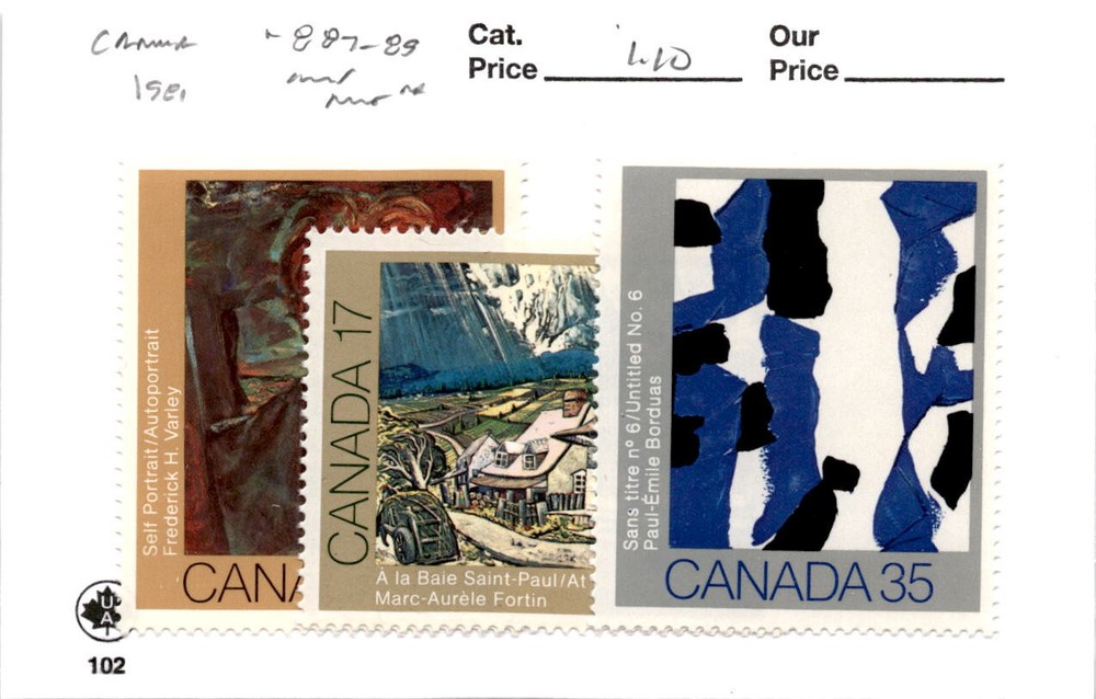 Canada, Postage Stamp, #887-889 Mint NH, 1981 Art (AB)
