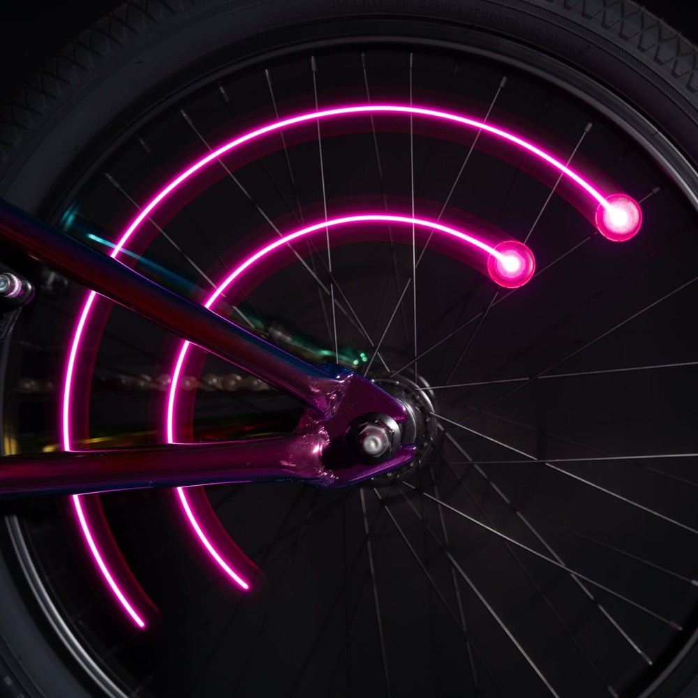 OrbitBrightz LED Bike Spoke Lights, Pink, 2-Pack