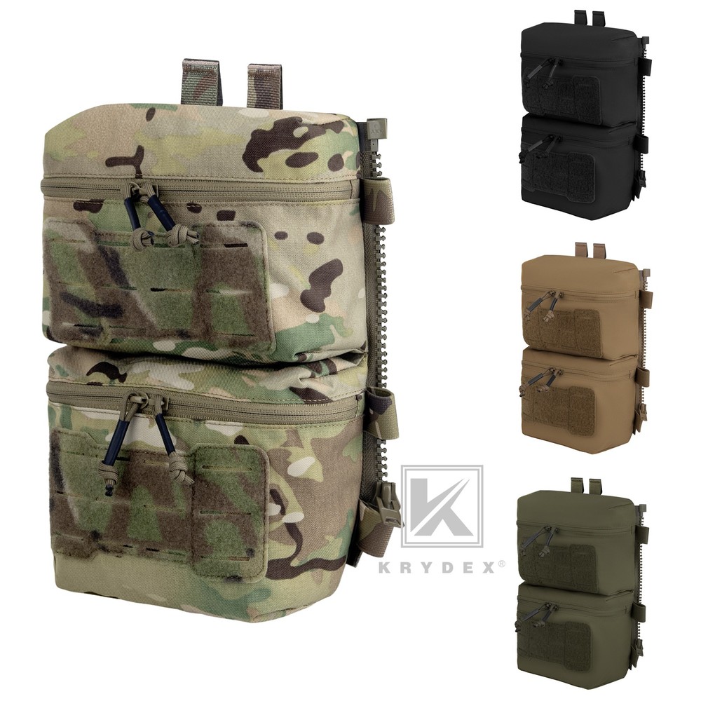 Krydex Tactical Back Panel Double Pouch Assault Zip Modular Backpack for V5 vest