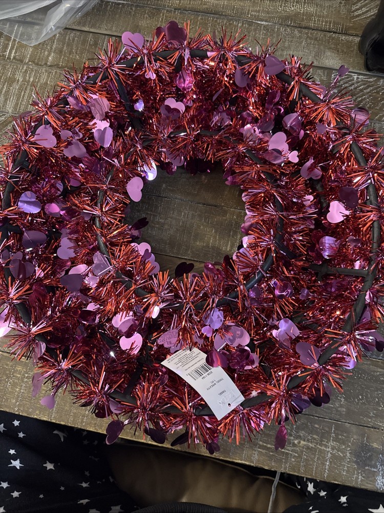 Place And Time Valentines Day Tinsel Wall Decor Wreath
