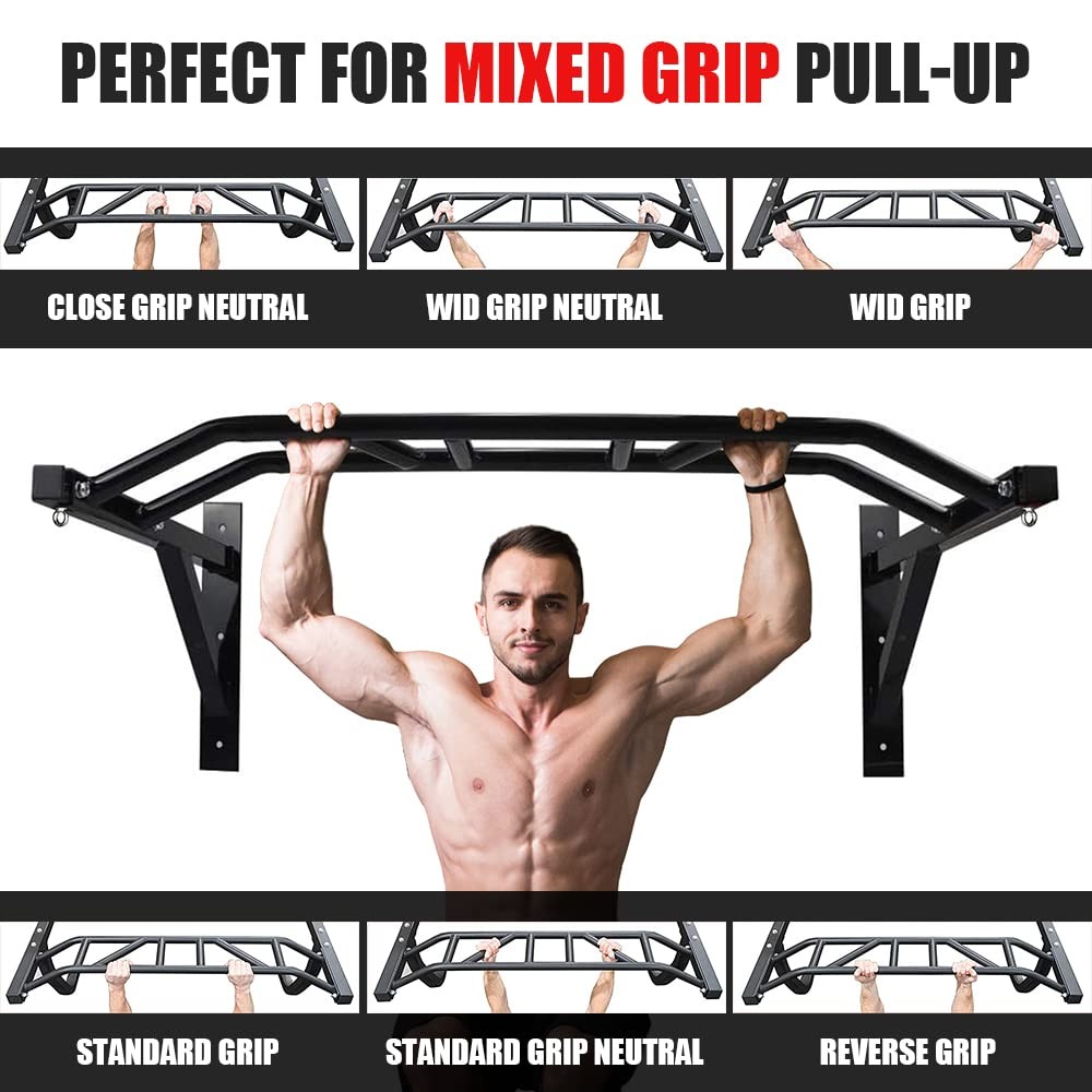 Wall Mounted Pull Up Bar with Multi Grip for Pull-up Chin-up Multifunctional ...