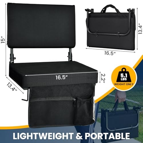 Stadium Seats with Back Support, Padded Bleacher Chairs with Back and 2 Pack