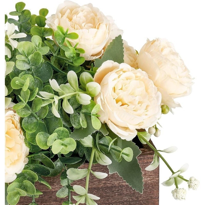 Artificial Floral Centerpiece W/ Eucalyptus Kitchen Dining Table Decor New