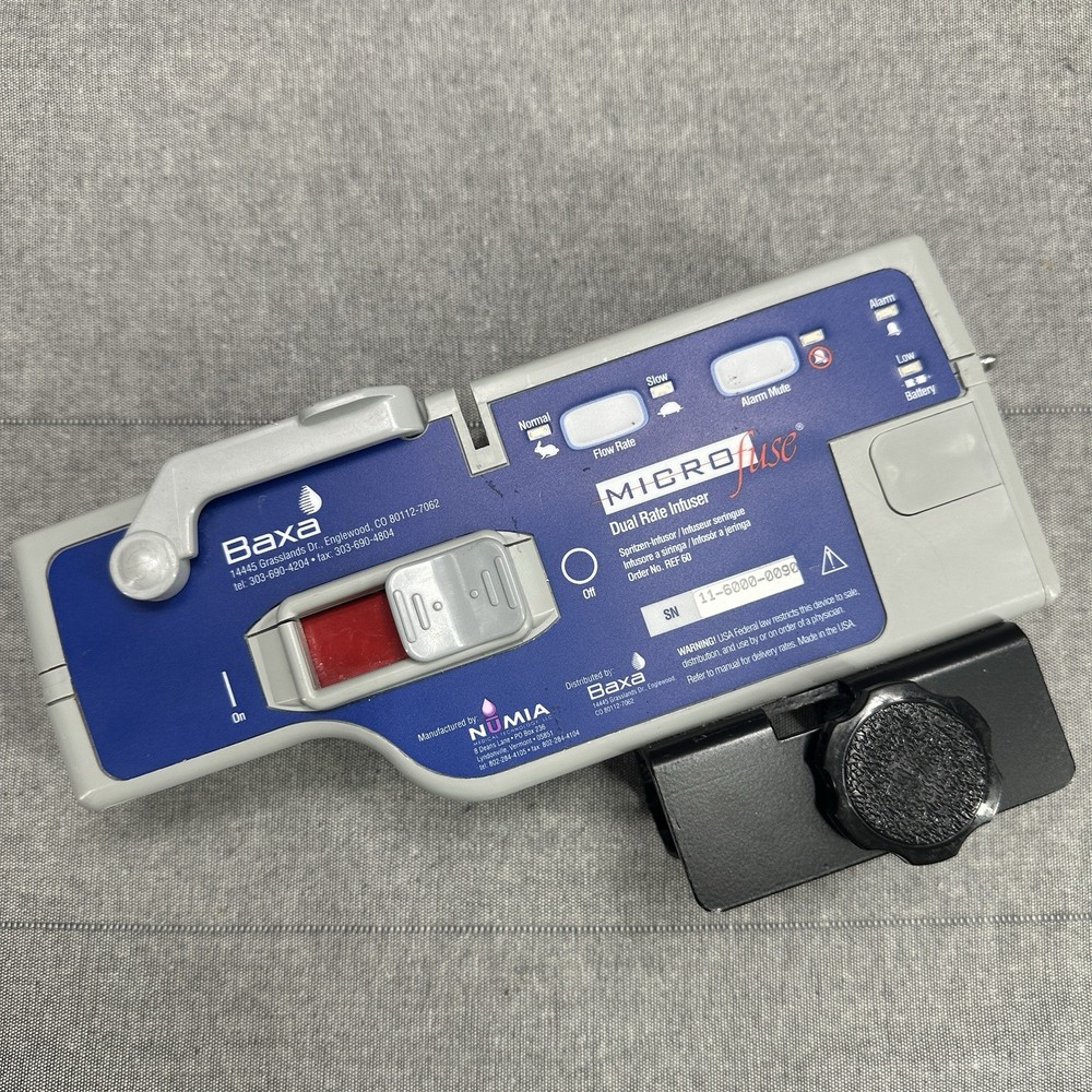 Baxa MicroFuse Dual Rate Syringe Infuser Pump Slow Normal Battery Powered