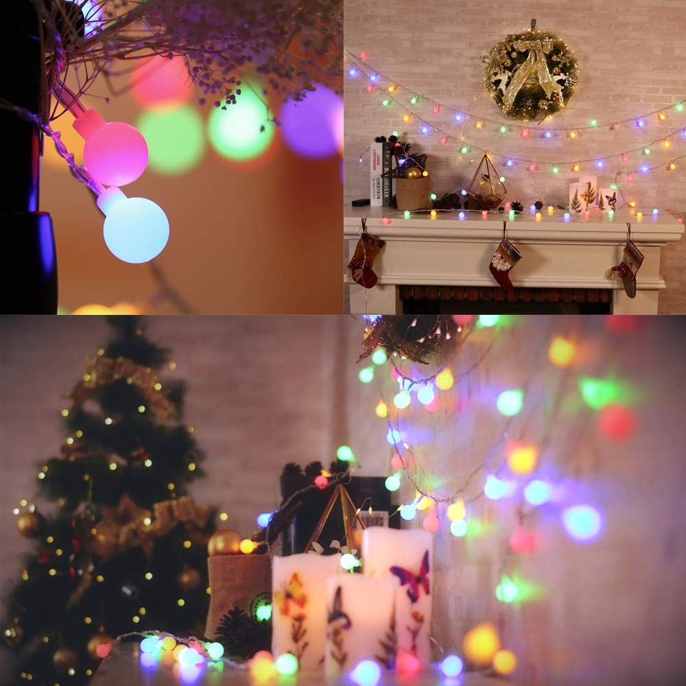 LED Globe String Lights 100 LED Indoor String Lights 8 Lighting Colorful 33ft