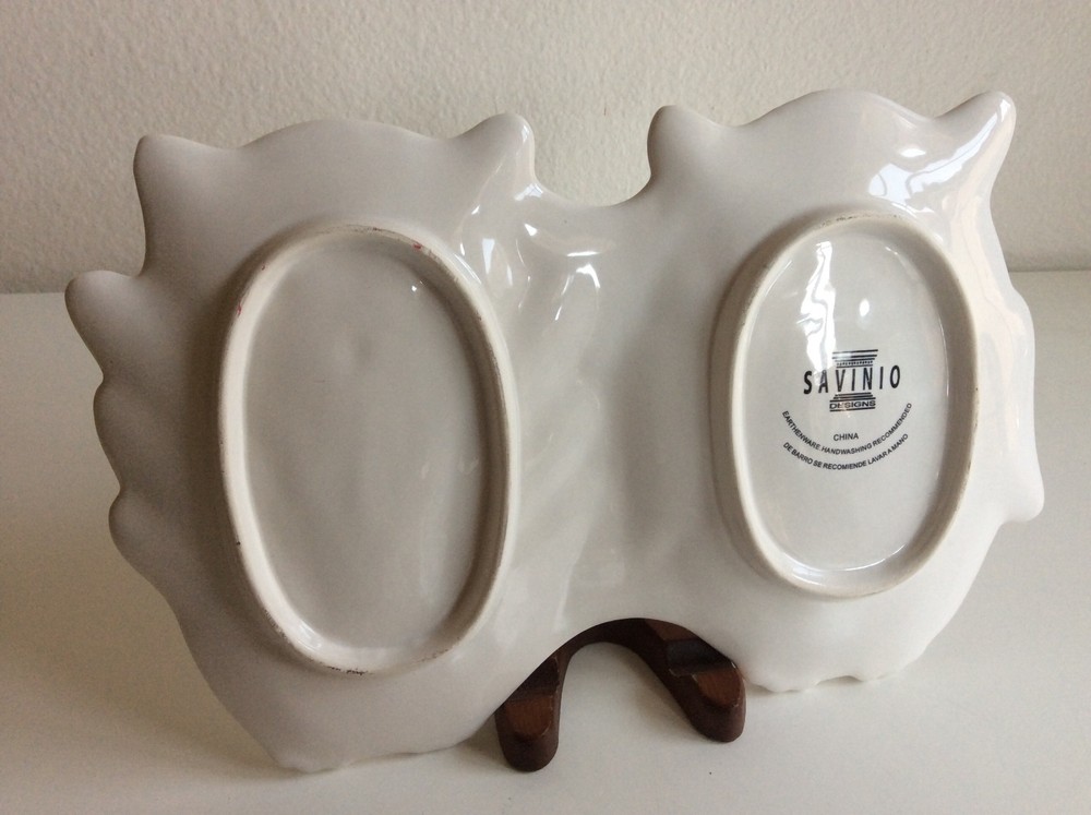 Savinio Designs White Double Owl Serving Plate Appetizer