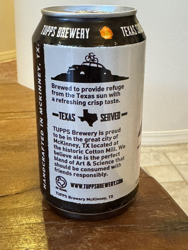 Tupps Brewery - Texas Shade Wheat - Empty Beer Can Bottom Opened - Texas