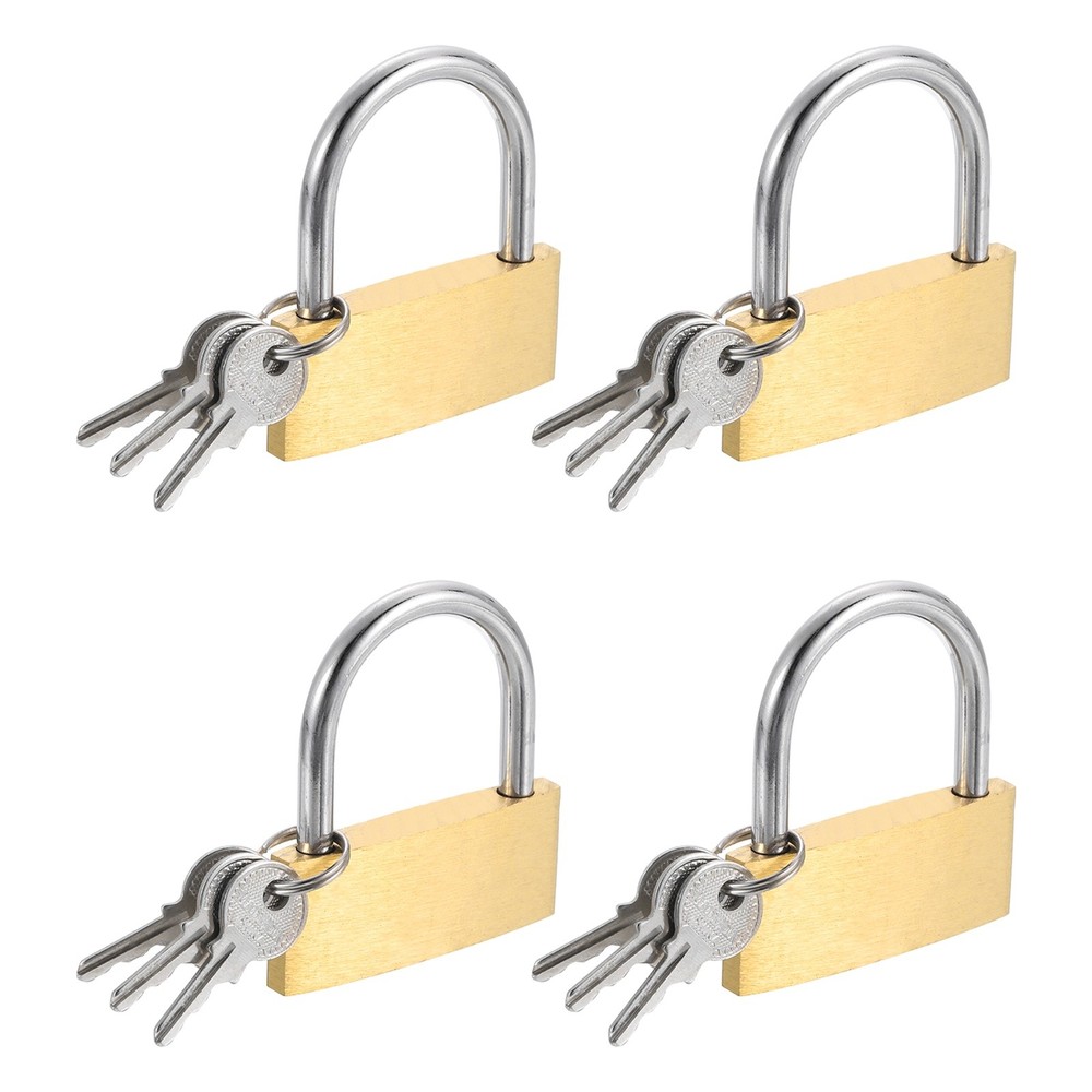 4Pcs Solid Brass Padlock with Key 2" Wide Body Small Locks Lock