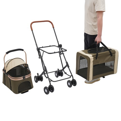 2-Tiers Stroller Dog & Cat Stroller Pet Foldable Small & Medium Dogs Stroller
