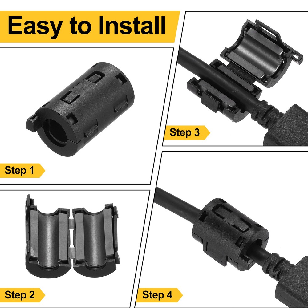 30Pcs Ferrite Filter Ring Core RFI EMI Cable Clip ID 11mm Black