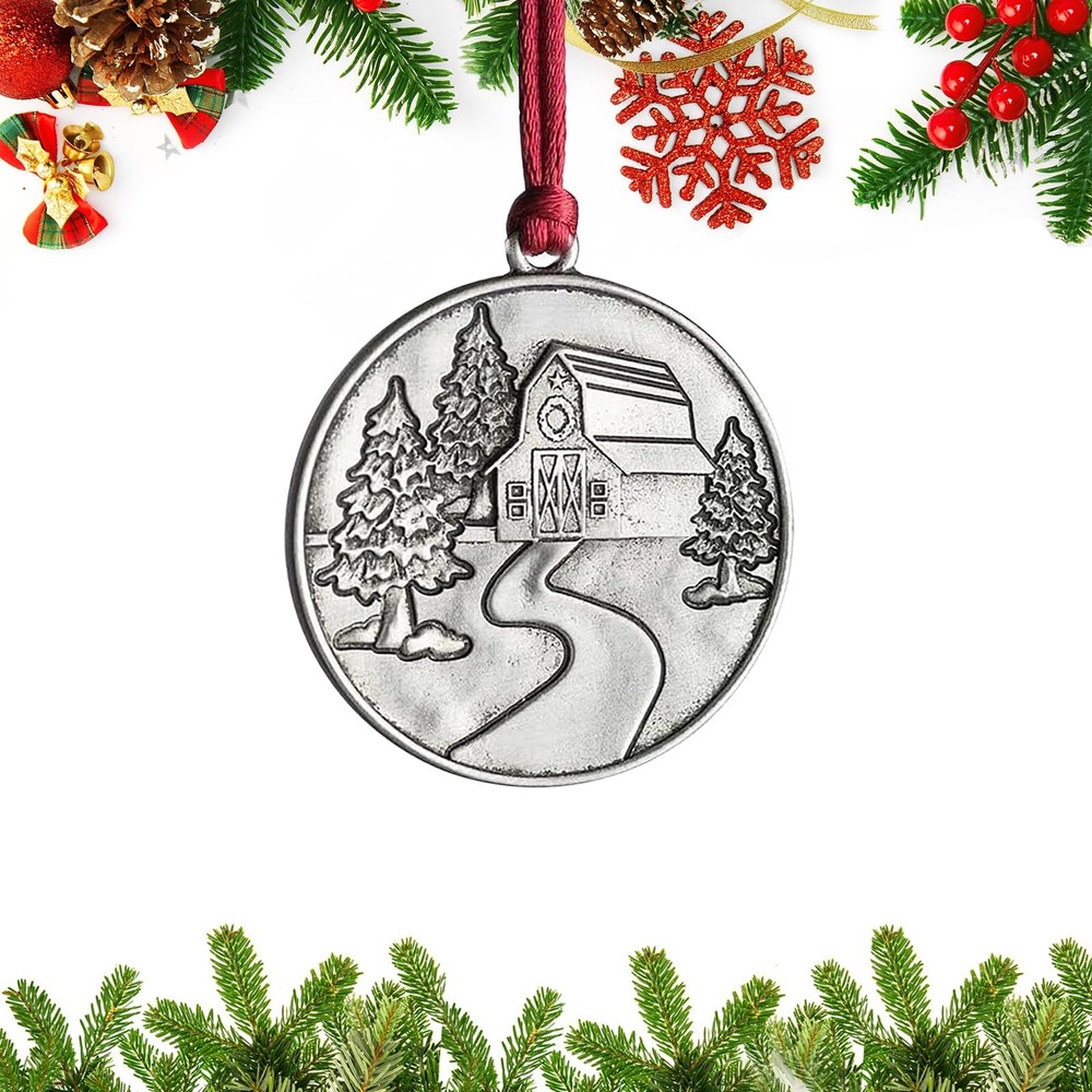 Christmas Ornaments, 2024 Solid Pewter Tree Ornament Barn