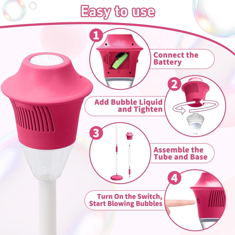 Portable Battery-Powered Bubble Machine for Toddlers - Height Adjustable Design