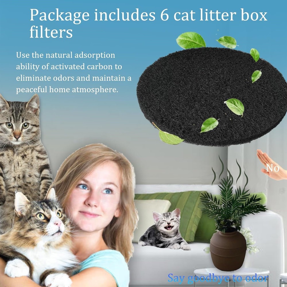 10Pcs Replacement Activated Charcoal Filter for Litter Box Carbon Premium Filter