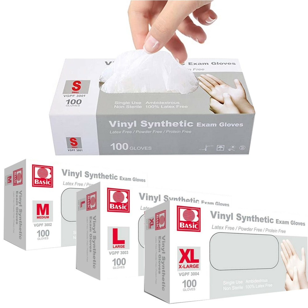 Basic  Vinyl Gloves,Size S M L XL ,QTY 10-2000PCS