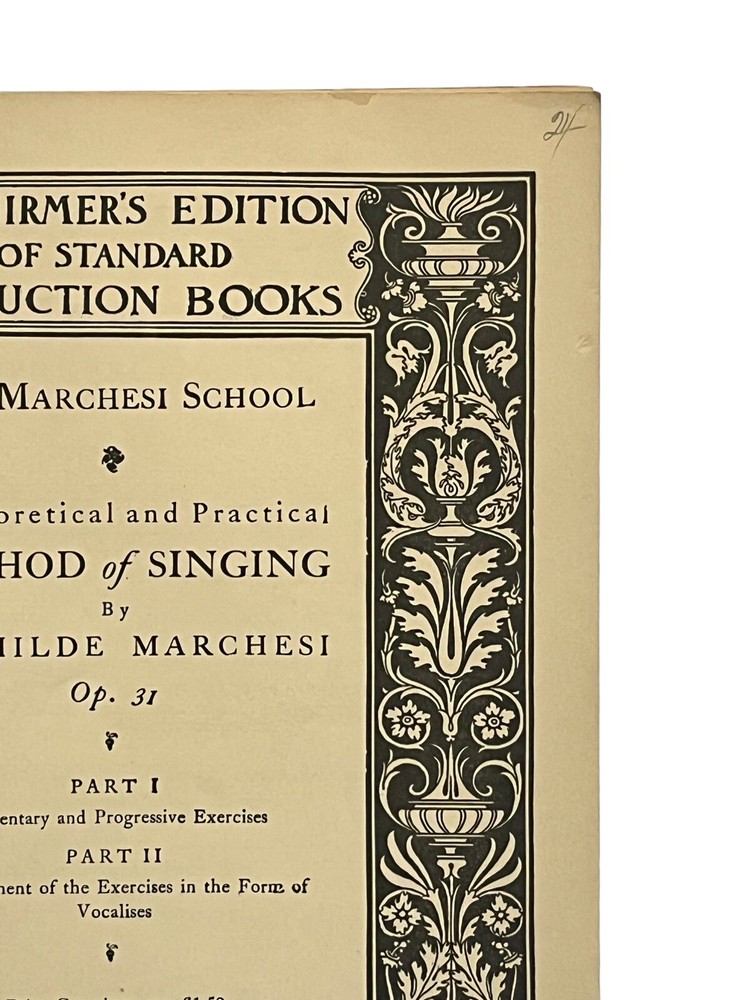 Theoretical & Practical Method of Singing Instruction Book MATHILDE MARCHESI