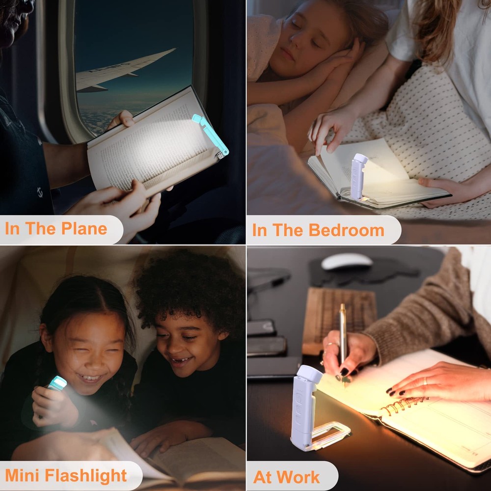 2-Pack Reading Light with 6 Bookmark Rechargeable Book Light for Reading at N...