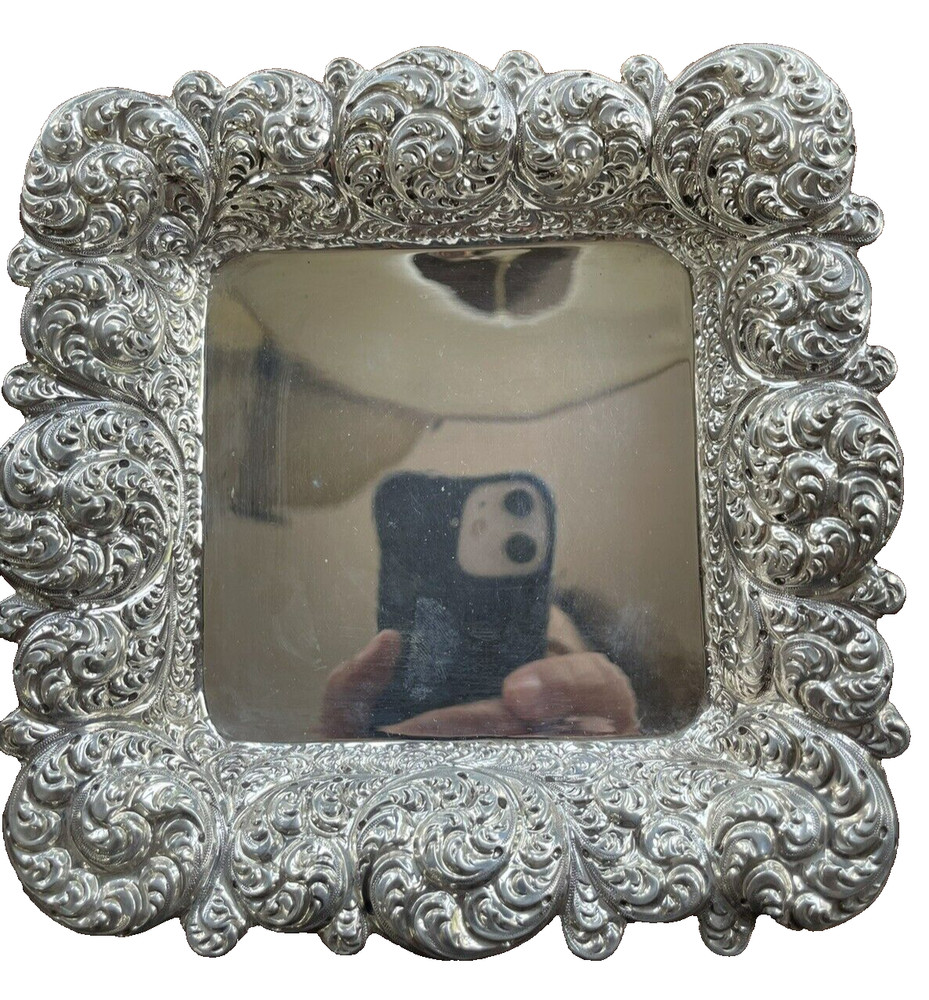 Vintage Sterling Silver Square Dish Repousse