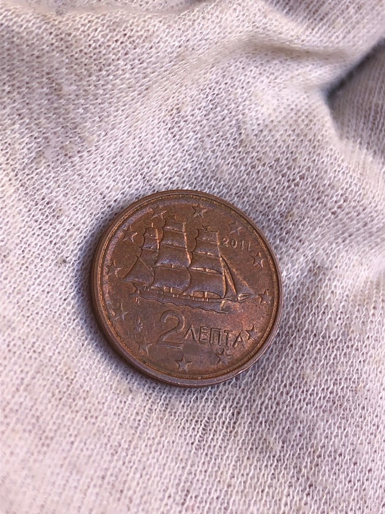 🇬🇷 Greece 2 Euro Cent 2011 - ERROR - Double Ring / In. Circle Defect !