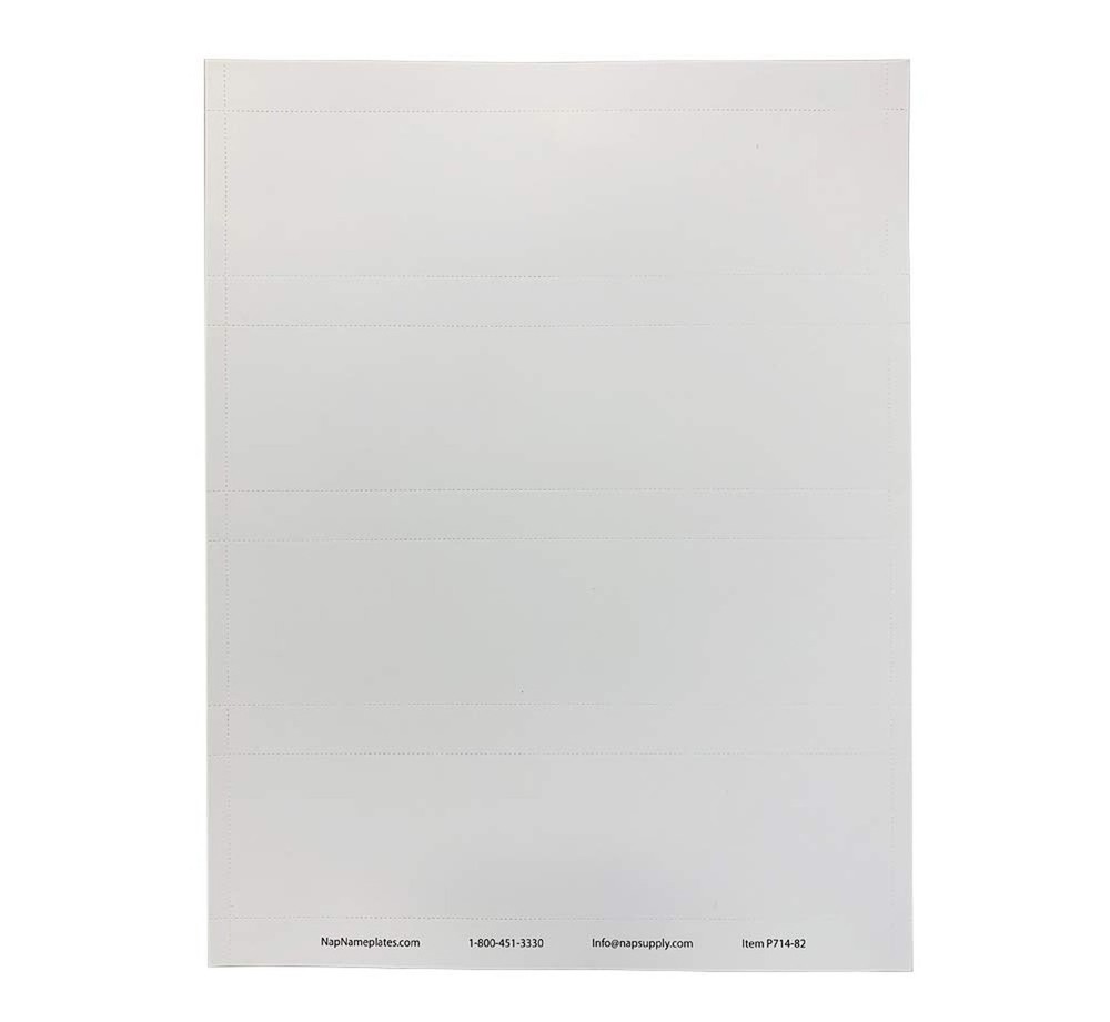Nap Tags White Printable Perforated Nameplate Inserts: 8" X 2" / 5 Sheets (20...