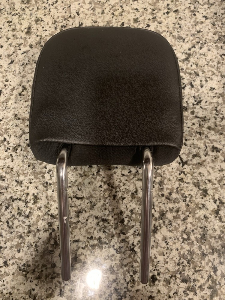 Seat Headrest Black Leather White Stitching