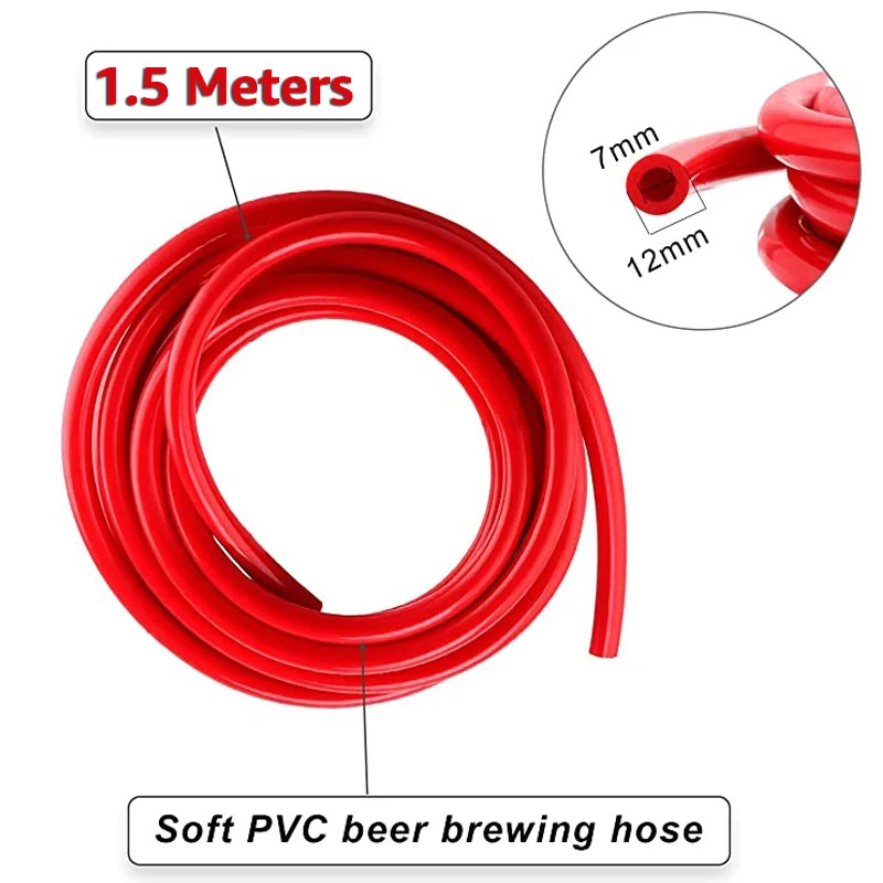 1.5 Meters Ball Lock Gas Line Assembly with Stainless Steel Carbonation Cap, Sod