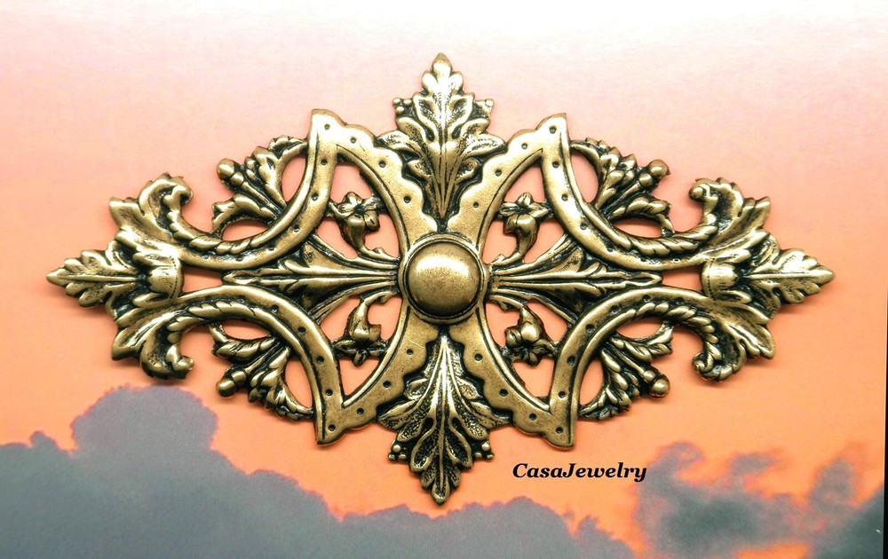 #1905 ANTIQUED GOLD CELTIC STYLE BARRETTE COMPONENT - 1 Pc
