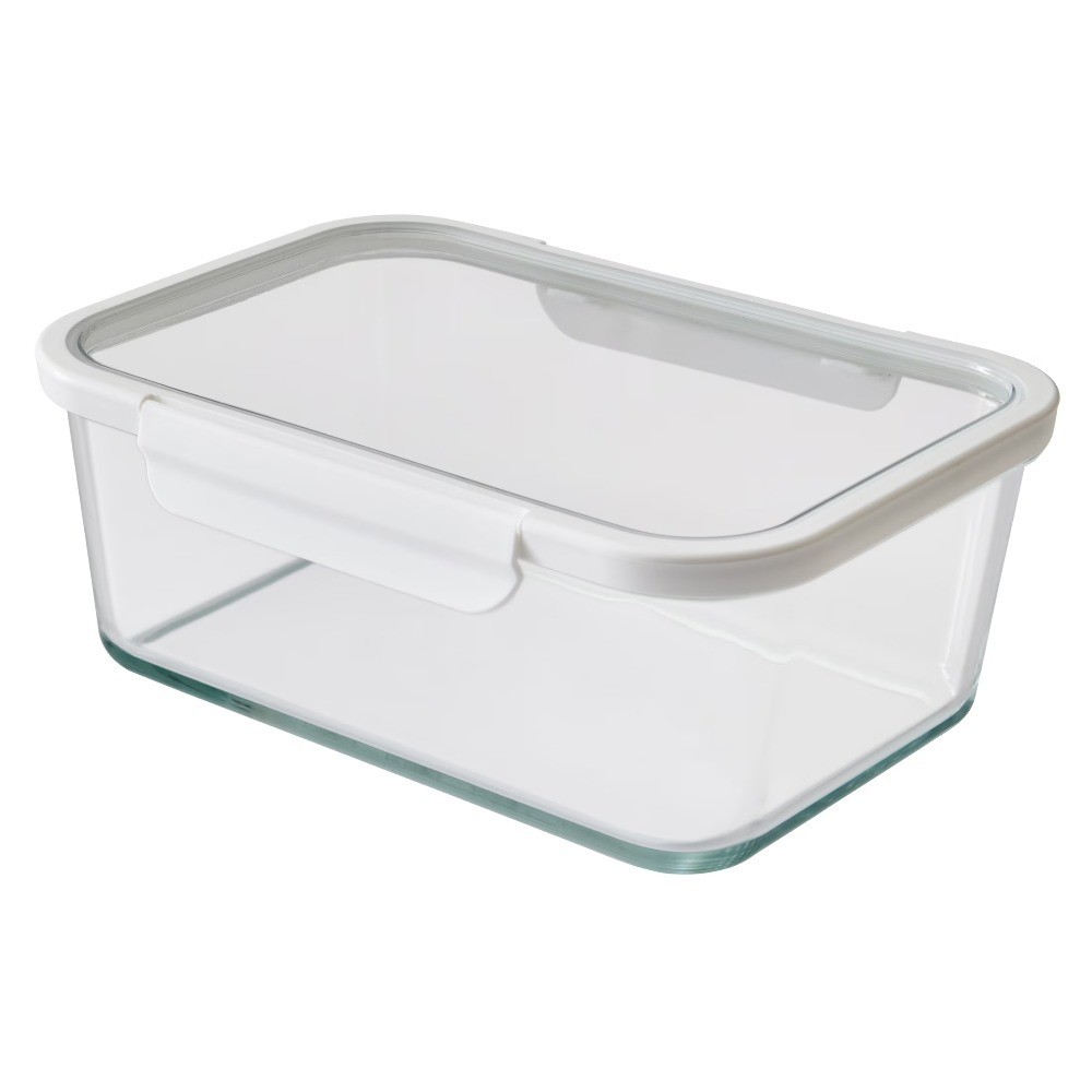 Glass Food Storage Container with Lid, 10-Cup Rectangular Meal Prep