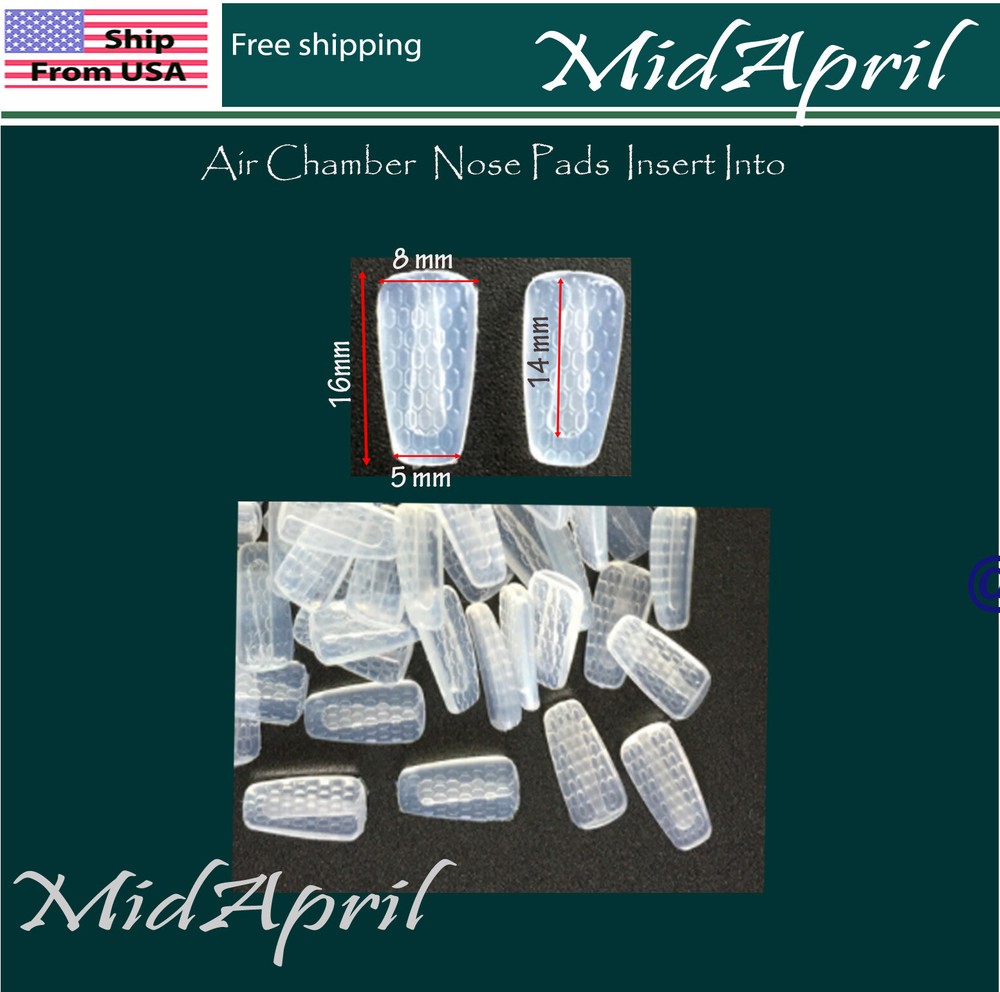 Eyeglass NOSE PADS insert into High Quality SILICONE Air Chamber rectangle