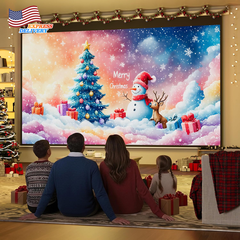 150" Projector Screen Motorized 16:9 4K HD Pull down Retractable Project Screen