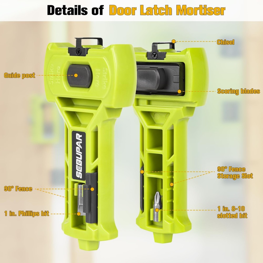 Door Latch Kit, Mortise Tool for Accurate Scoring and Green