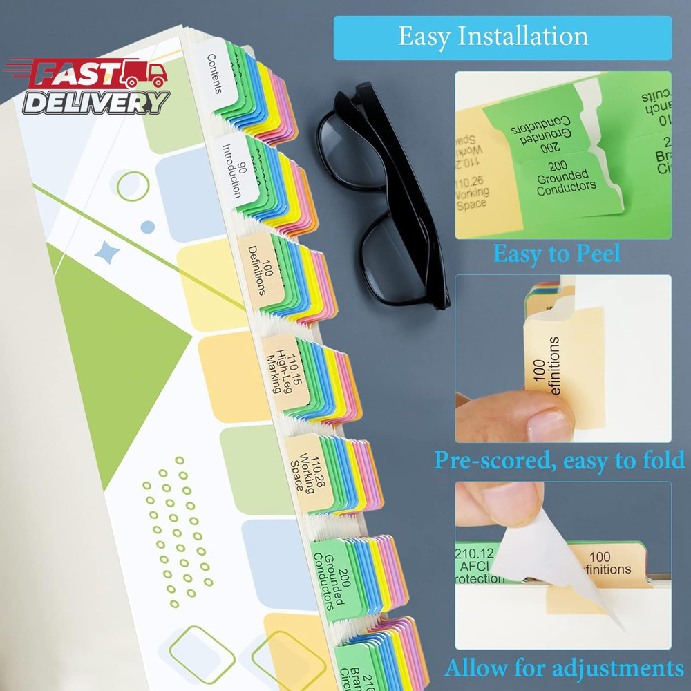 Electrical Code Tabs for NEC 2020, 140 PCS Laminated & Color-Coded for National
