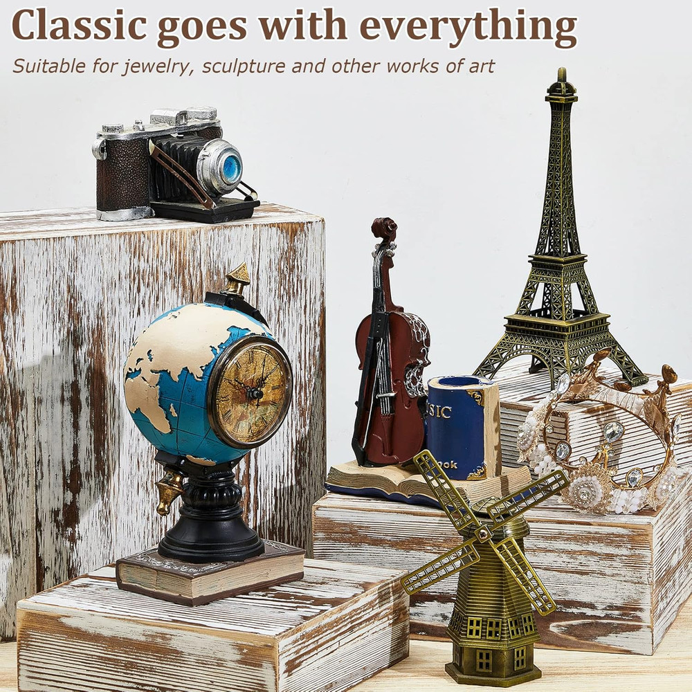 Set of 4 Wood Display Risers Rustic Cupcake Stand Wooden Stackable Display Box W