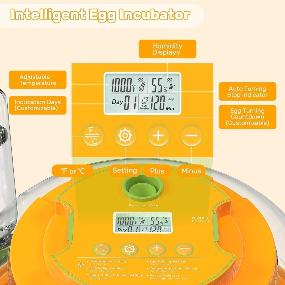 18 Egg Incubators for Hatching Eggs with Automatic Turning and Humidity Control