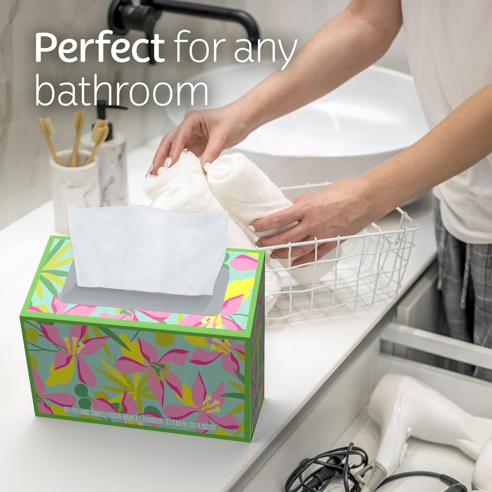 Disposable Paper Hand Towels, 6 Boxes, 60 Tissues per Box (360 Total Tissues)