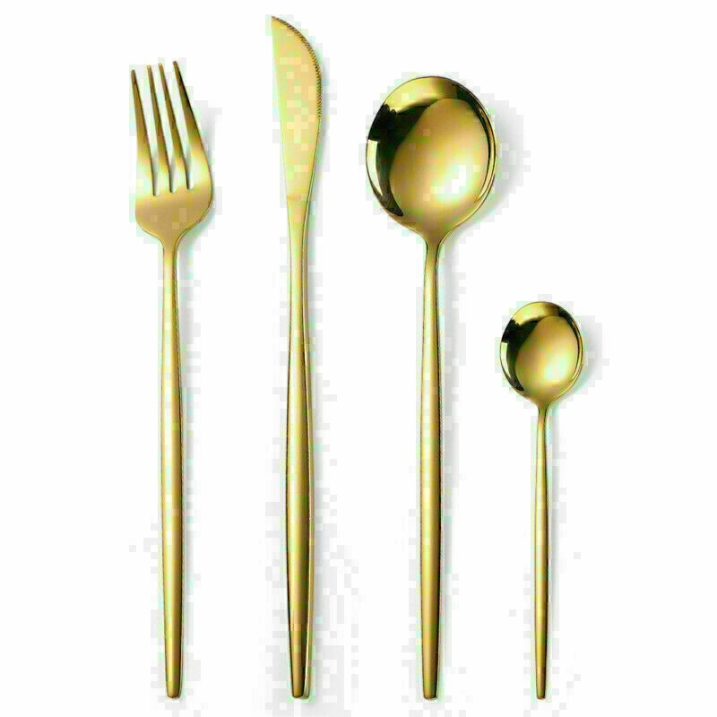 4pcs Stainless Steel Cutlery Set Polished Tableware Spoon Fork Long Handle