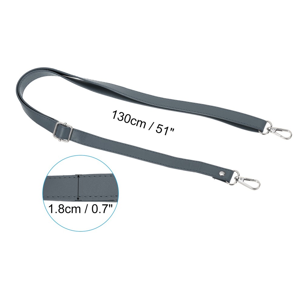 51 Inch Adjustable Leather Purse Strap with Silver Hardware, Light Blue