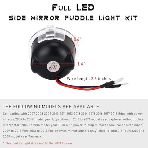 2 PCS Side Mirror Puddle LED Lights, High Brightness Car Side Mirror Puddle