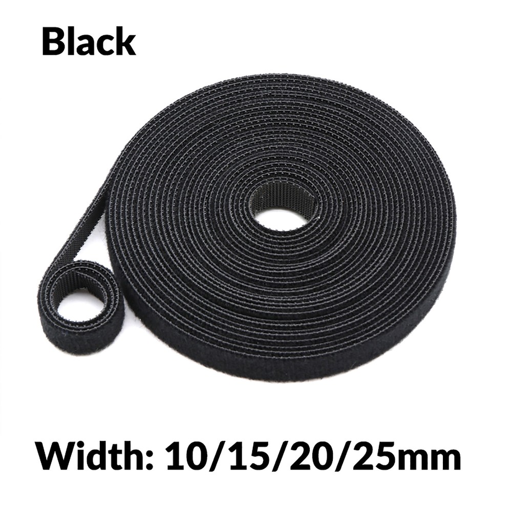 Self Adhesive Hook and Loop Double Sided Cable Ties Tidy Reusable Straps Roll