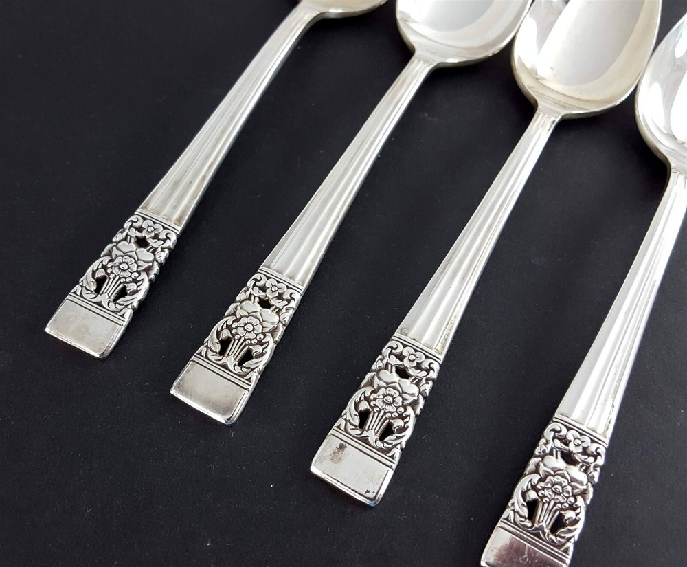 Oneida CORONATION 4 Teaspoons 6-1/8" Community Silverplate Flatware 1936