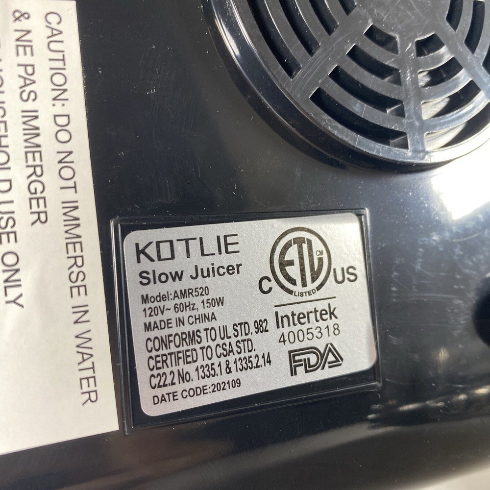 Kotlie Slow Juicer Machine Model: AMR520 Silver Black