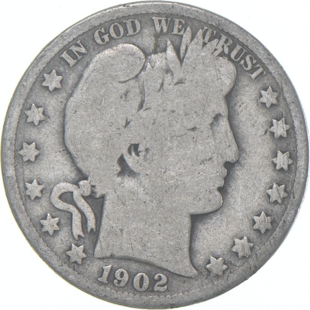 1902-S Barber Half Dollar Average Circ 90% Silver