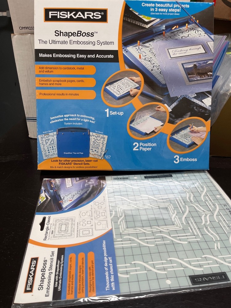 Fiskars ScrapBoss ShapeBoss Embossing System with Extra Stencils and Templates