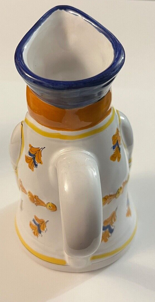 Vintage White Ceramic Man Pitcher Italy