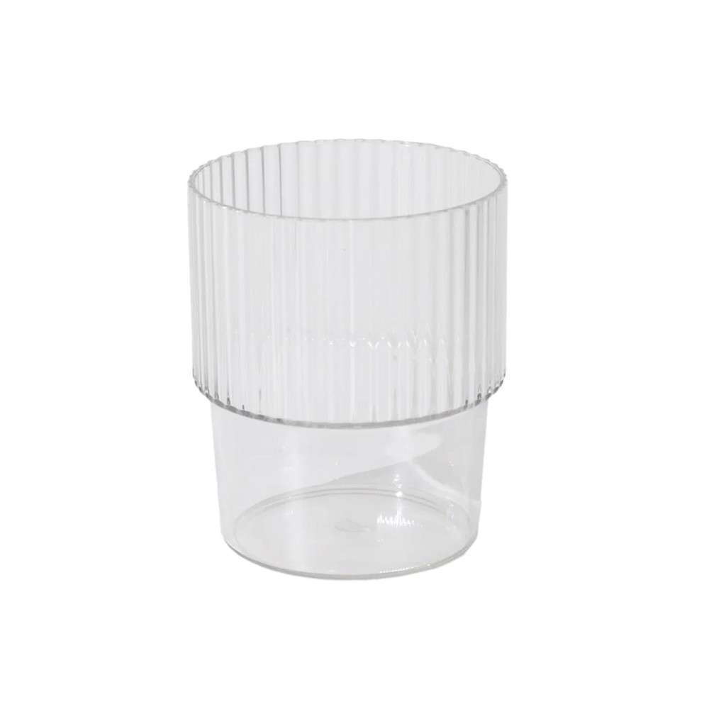 12 Clear Stackable Ribbed Reusable Plastic cups Centerpieces Decorations