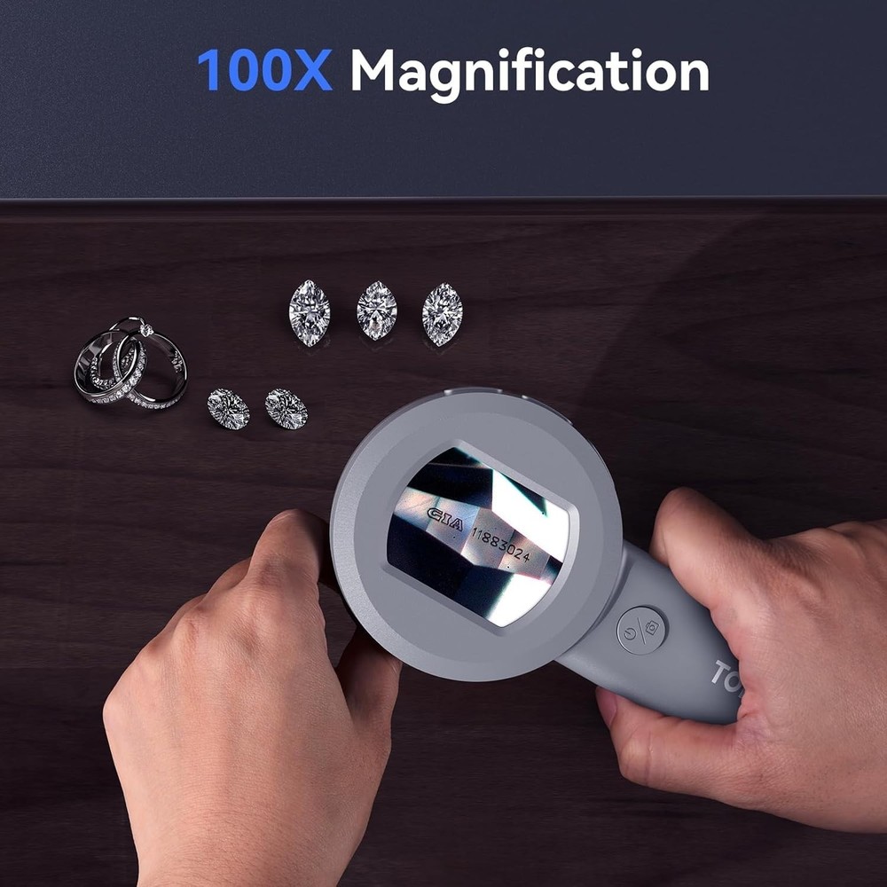 P10 Portable 100X Illuminated Microscope with 2" Screen & Dimmable LED Lights