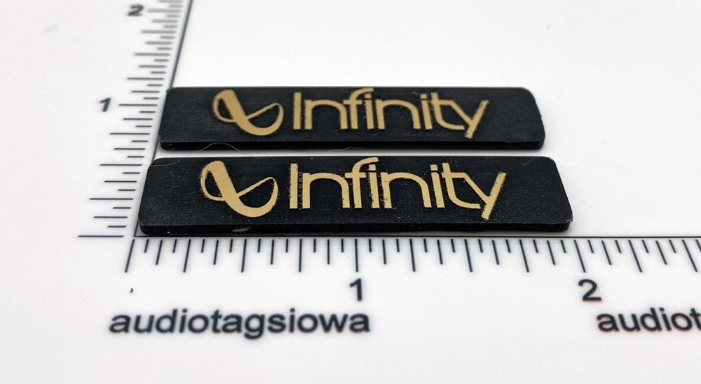 Infinity Reference Speaker Badge Logo Custom Made 3D Incised Acrylic Pair