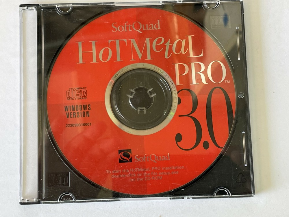SoftQuad Hot Metal Pro 3.0 Windows Version 223030310001 Vintage Software