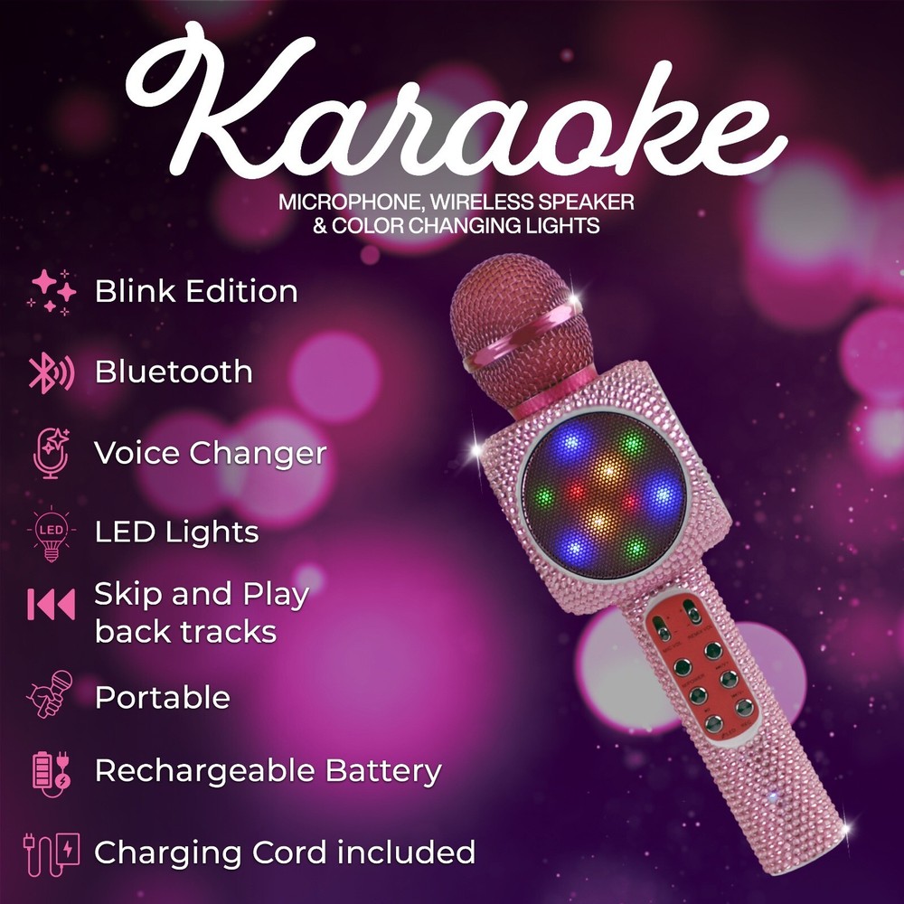 Pink Bling Wireless Karaoke Microphone (SAB-Pink)