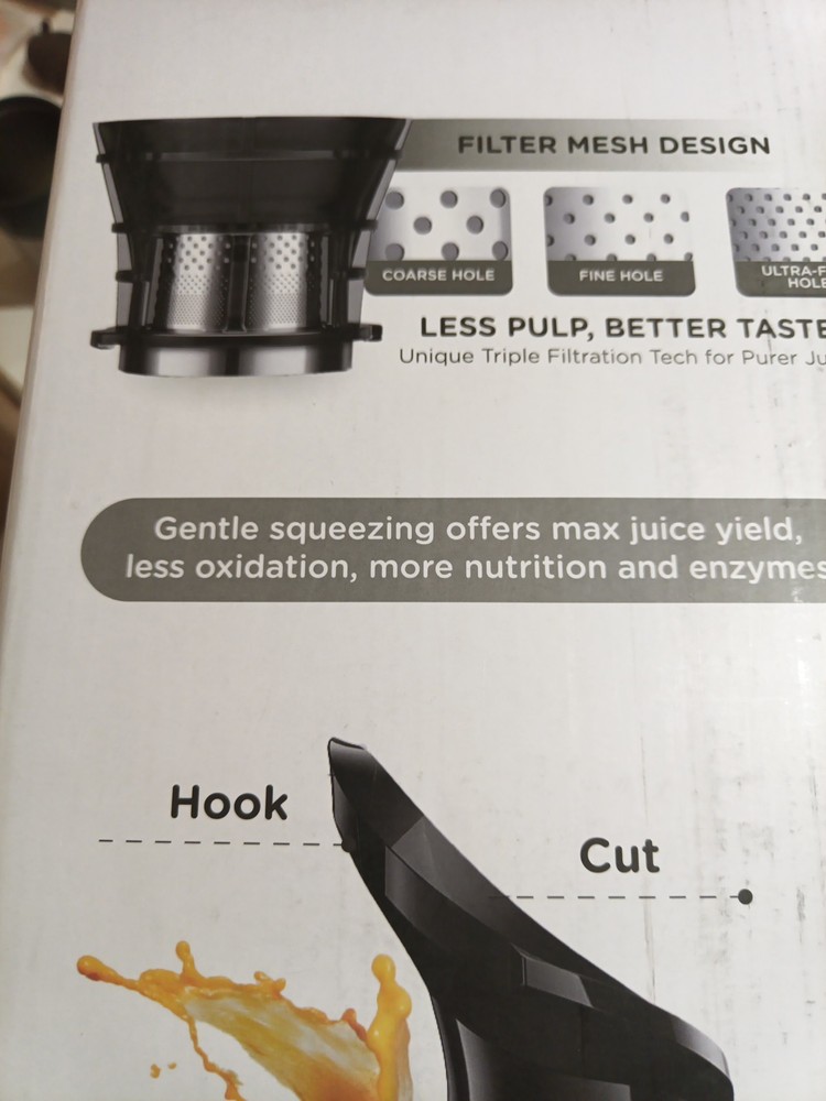 Masticating Juicer SJ-059A Grey 5.3" Wide Feed Chute Extractor Machine Whole